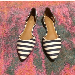 Cream and navy Merona flats.